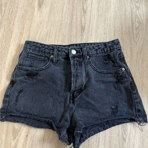 Wild Fable Black Jean Shorts High-Waisted Raw Hem